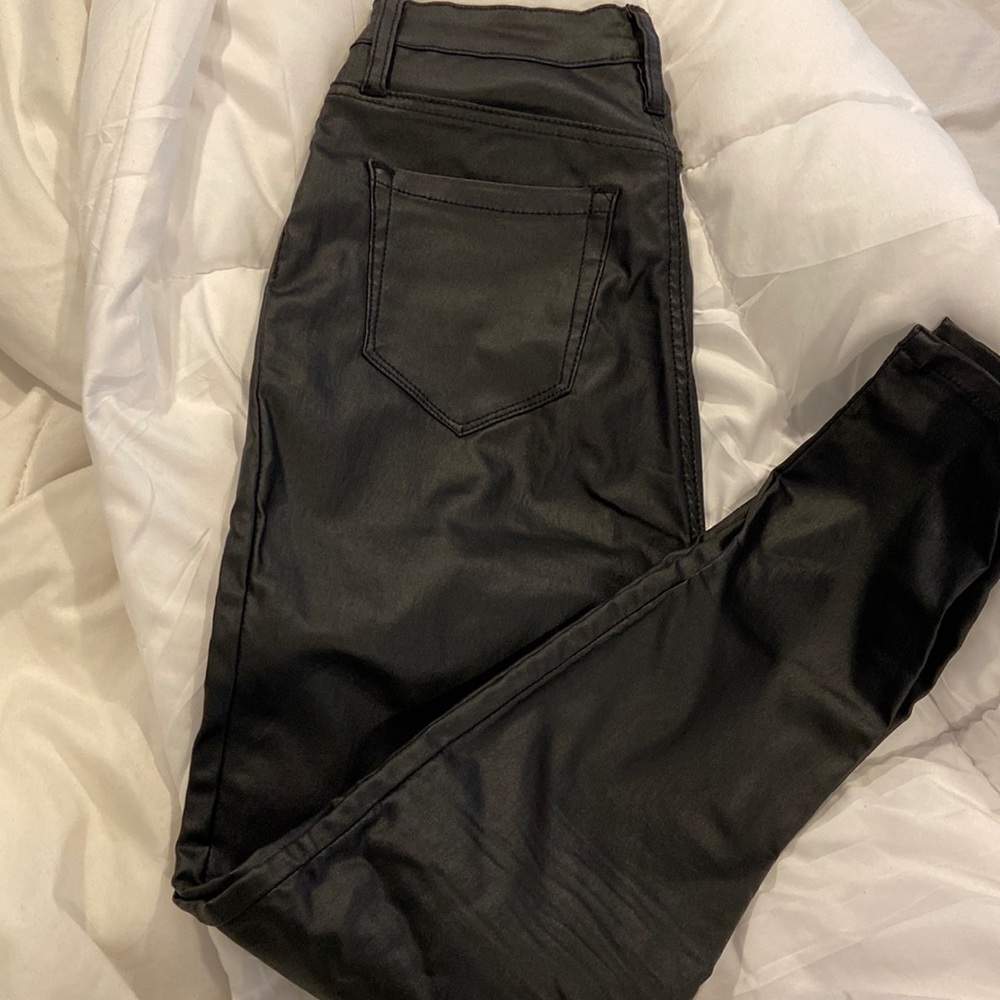 Black leather jeans SIZE 9